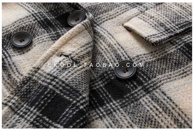 EKOO áo khoác len dày nữ dài phần phiên bản Hàn Quốc 2018 mùa thu và mùa đông mới áo khoác len mỏng tartan mỏng áo khoác blazer