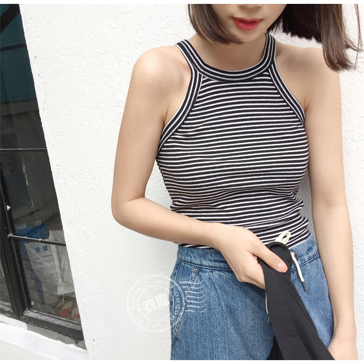 EKOOL Slim mỏng bên trong co giãn Chủ đề vest mùa hè hoang dã treo cổ sling đáy áo sơ mi nữ thiết kế thời trang nữ
