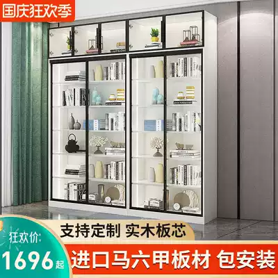 Custom model cabinet display cabinet solid wood glass door living room storage cabinet model cabinet floor study bookcase bookshelf