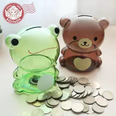 Cartoon transparent piggy bank bear frog pig Blue Koala children's birthday gift plastic piggy bank piggy bank