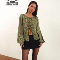 Motel Rocks womens clothing UK direct mail UO new product Modeta floral long-sleeved lace-up shirt