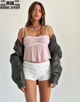 Motel Rocks Womens Clothing UK Direct Mail UO New Pint Damaris Folds Snowspun Short Harnesses