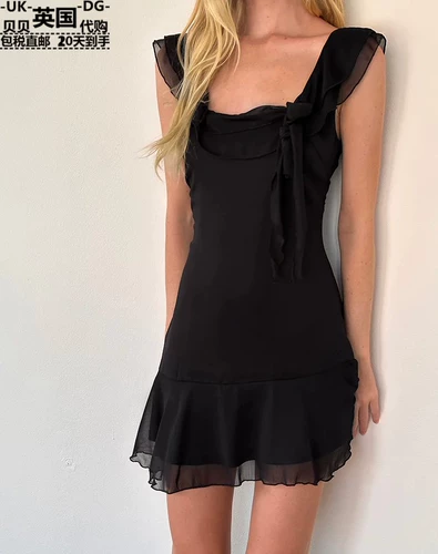 Motel Rocks Women's UK Direct Mail Uo подлинная покупка Binita Black Chiffon Mini Dress
