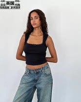 Motel Rocks Womens UK direct mail UO new product Jinila black lace short vest