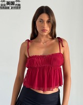 Motel Rocks Womens Clothing UK Direct Mail UO New Damaris Red Tucked Short Harnesses