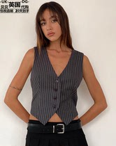 Motel Rocks Womens Clothing UK Direct Mail UO New Canta Fine Striped Waistcoat Vest