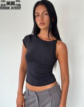 Motel Rocks Womens Clothing UK Direct Mail UO New Arrival Dannas Black Asymmetric Top