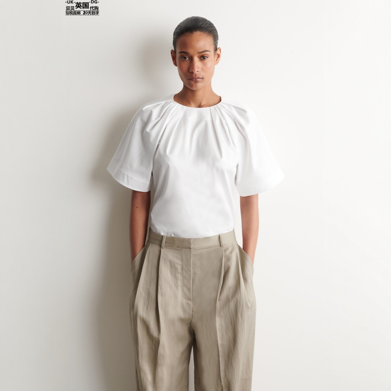 Cos Women's Clothing Uk Direct Mail Genuine Product Purchasing Agent New White Round Neck Pleated Short-Sleeved Shirt 1330364002 Cos Women's Clothing Uk Direct Mail Genuine Product Purchasing Agent New White Round Neck Pleated Short-Sleeved Shirt 1330364002