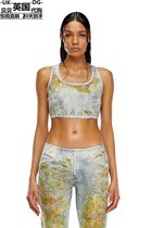 Diesel Womens UK Direct Mail Flower Burnt Denim Cropped Top A14653068MX