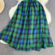 High-end French retro temperament seaside vacation style backless suspender skirt waist slimming A-line plaid dress female