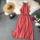 Treo cổ dây đeo chéo gợi cảm váy phù dâu nữ mỏng váy dạ hội đơn giản A-line khí chất vừa và dài phần - A-Line Váy