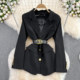 Women's Fashion Suit Korean Version Medium Length Loose Single Breasted Suit Jacket Two-piece Set High Waist Slim Wide Leg Shorts