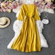 Cotton and linen ethnic style V-neck dress embroidery tassel travel skirt super fairy bohemian retro big swing dress