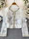 Internet celebrity same style 2025 spring and summer new French high-definition pearl edge sequin embroidered mesh short jacket women's top