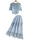 Ladylike temperament lace embroidery two-piece set for women 2025 new summer petite high-end top + skirt