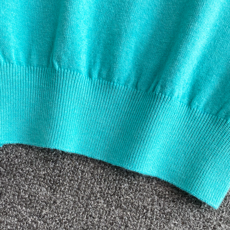 2021 autumn and winter Korean version new design sense chain slim knit sweater foreign style short long sleeve top