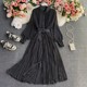 Polka Dot Chiffon Shirt Collar Dress Spring and Autumn New Chic Gentle Wind Temperament Waist Swing Pleated Long Skirt