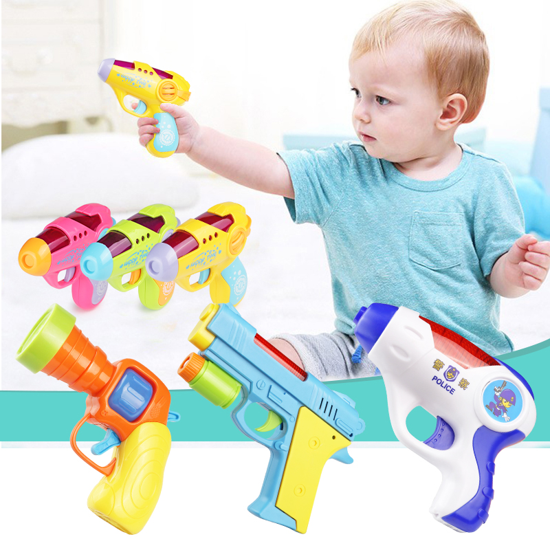 Children's sound and light projection mini small Q gun boy baby 0-1-2-3 years old revolver small pistol children toy gun
