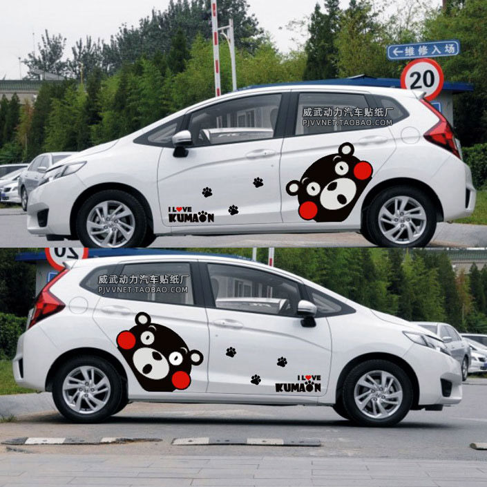 Suitable for Fit GK5 modified Kumamoto bear car sticker cute car sticker Civic Euler R1 BMW mini la flower J