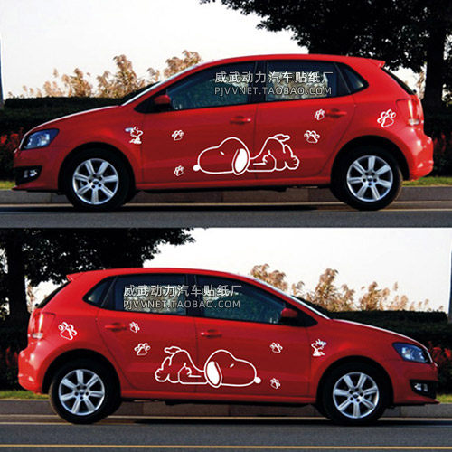 Fox POLO complete vehicle sticker Peugeot 2008 Wings Beats The Body Sticker Cartoon Annu Puppy Pull Flowers