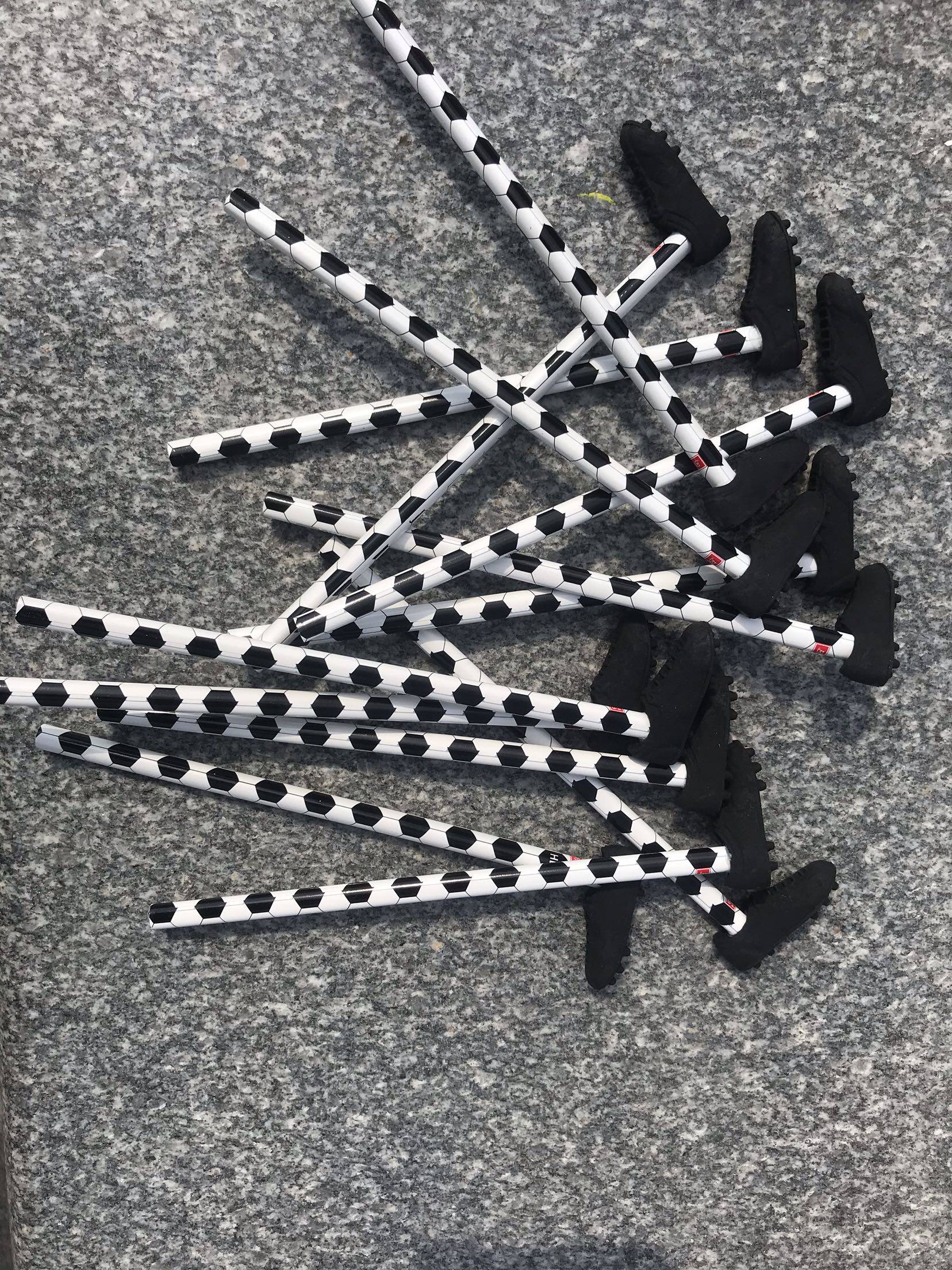 Triangle HB model with soccer rubber shoes pencils 20 pcs