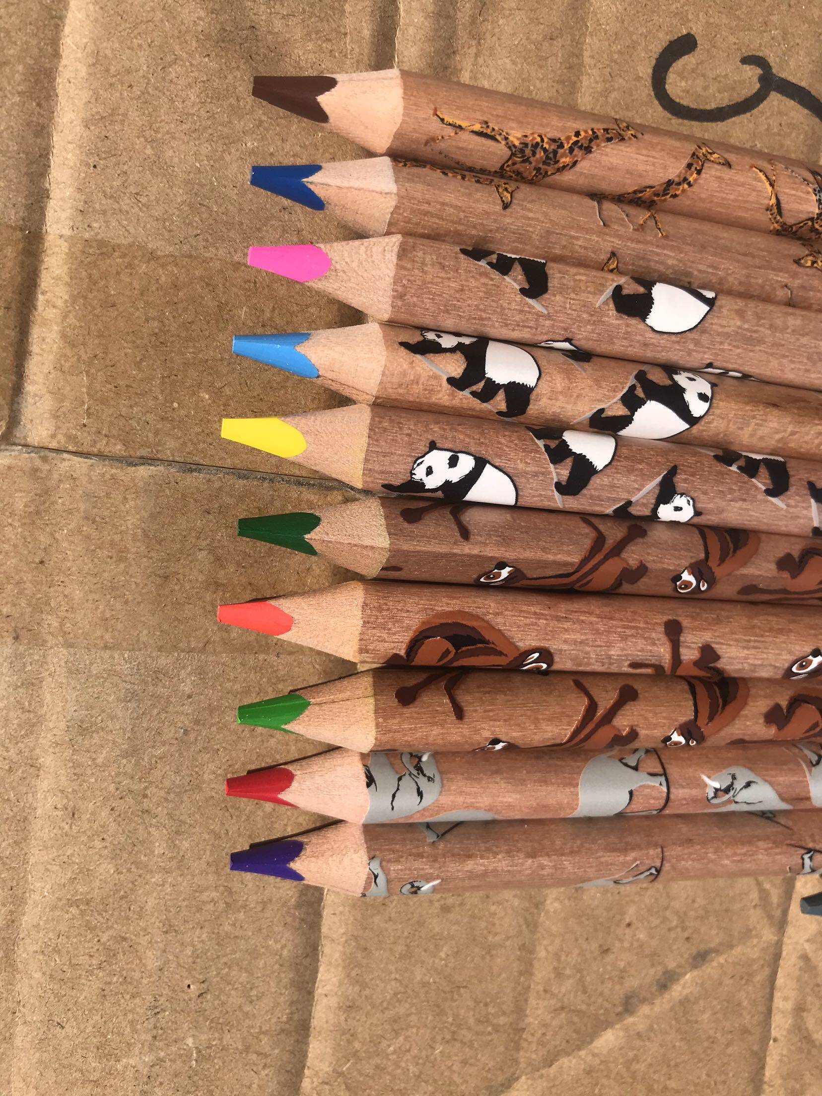 Triangular safety 1 cm diameter thick rod children thick core animal pattern 12 color oily color pencil
