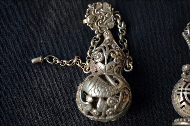 Imitation ancient silverware handmade boutique fragrant bag 8 pieces white bronze silver plated craft gift hem