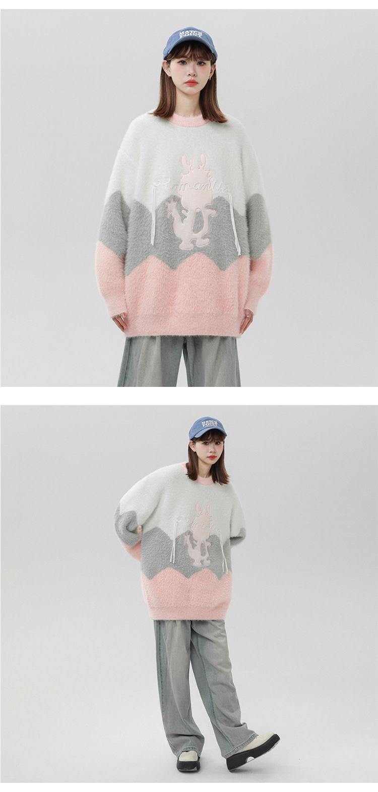 2023 Autumn/Winter Thickened Arctic Velvet Knitwear Little Dragon Man Color Block Sweater SM215-P78_voghion.com