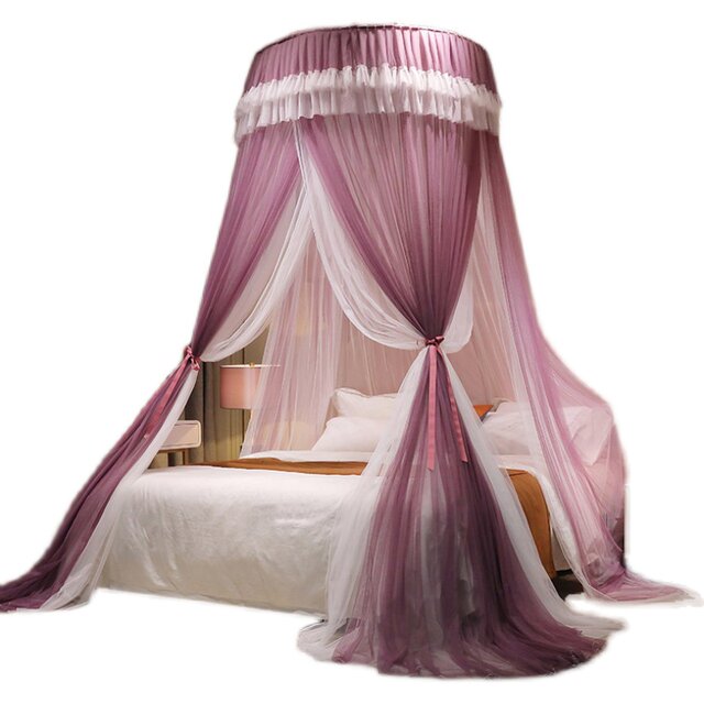 New ເພດານ mosquito net double layer gauze three-door princess bed students bunk dome bed curtain suction cup sticky hook