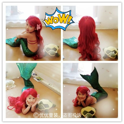 2017 trẻ em mới của mermaid costume 3 piece set mermaid đồ bơi đuôi mắt cá chân bé bơi phong cách ảnh