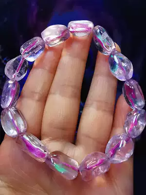 And beauty Crystal purple lithium light hand string hand string square hand string glutinous version purple lithium round bead hand string