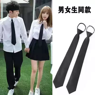 Boys ' tie Lazy buckle-free tie 8CM black business professional easy-to-pull security tie College style