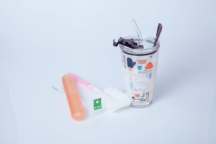 Ins cup dày trẻ em cốc sippy cup quy mô đo cốc cốc thủy tinh chịu nhiệt với nắp muỗng niêm phong - Tách bình tập hút cho bé