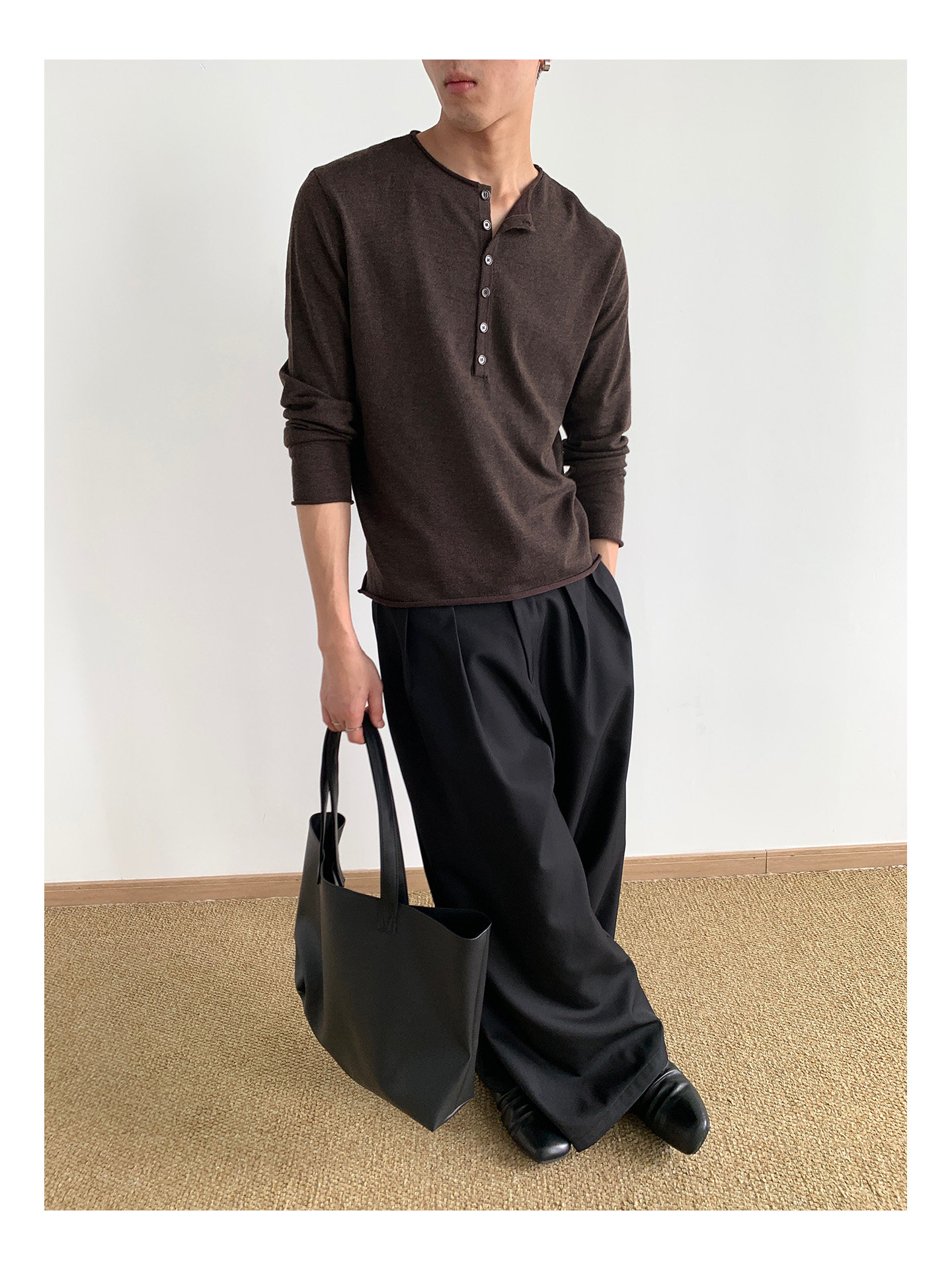 MION Henley Knit Sweater