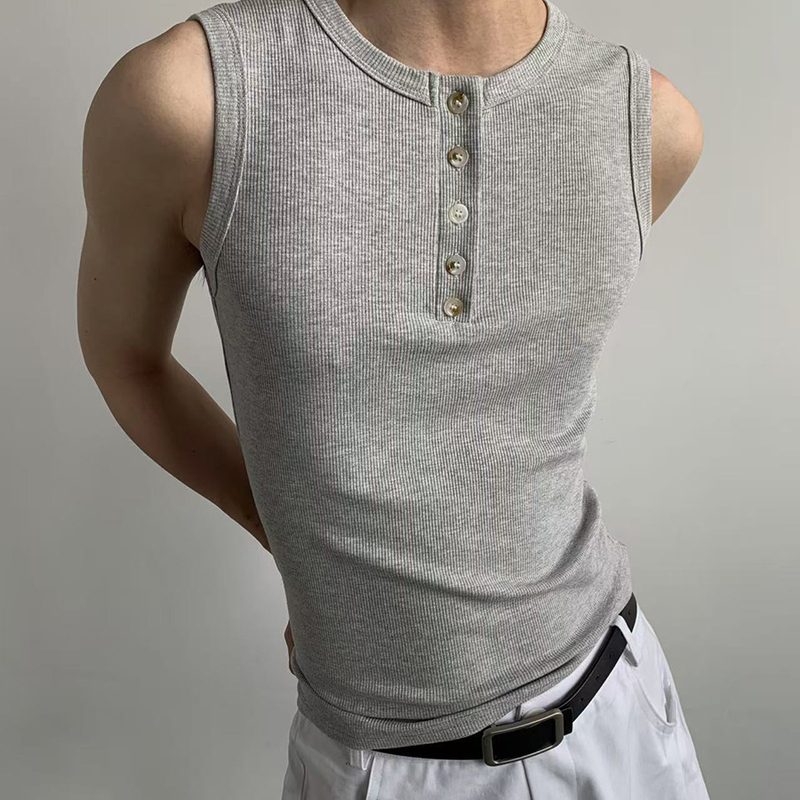 Mion New York Desert Summer Knitted Casual Vest Design Buttoned Vest Thin Sleeveless T-Shirt for Men and Women