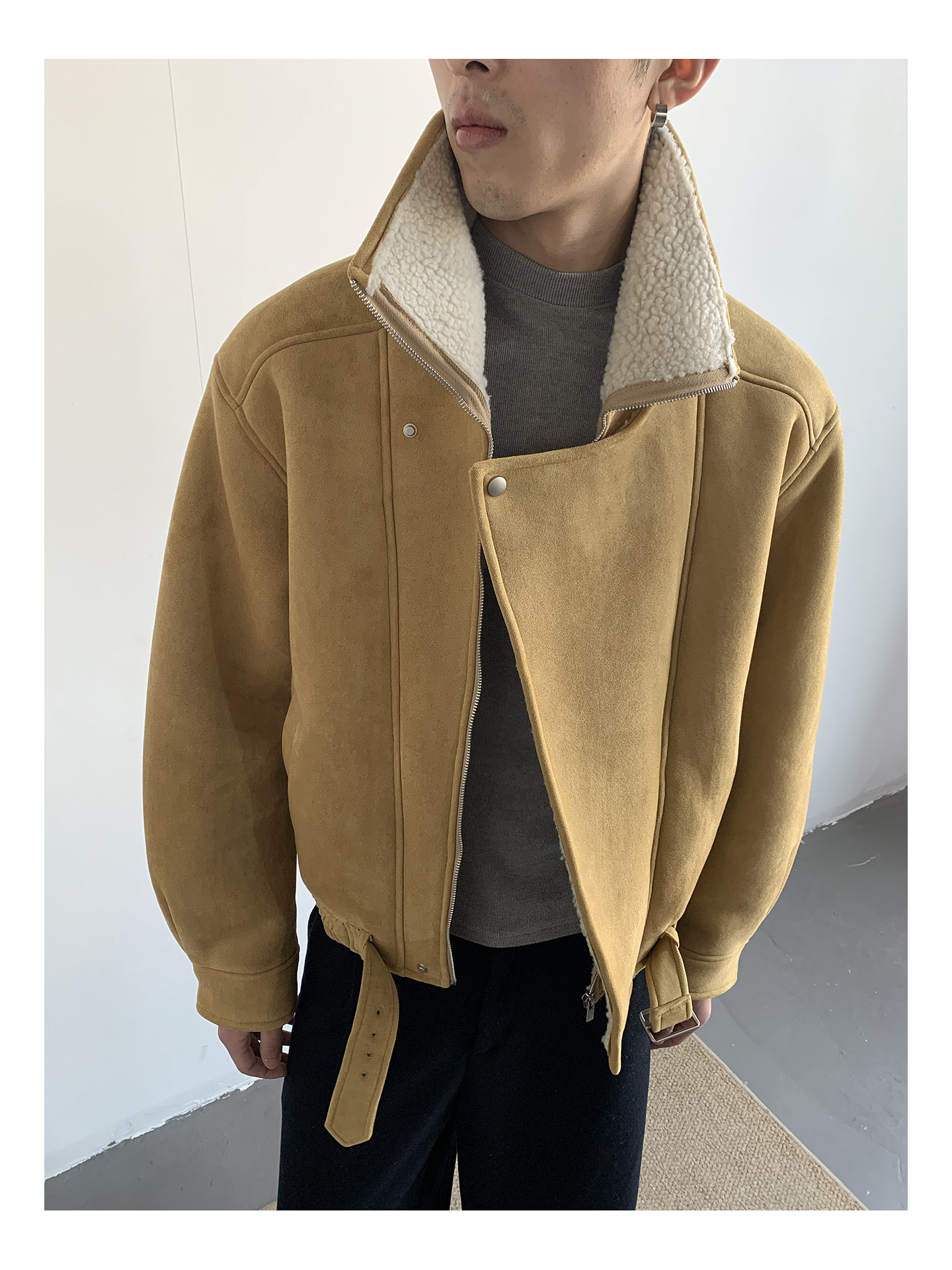 MION Fur-Lined Cropped Coat