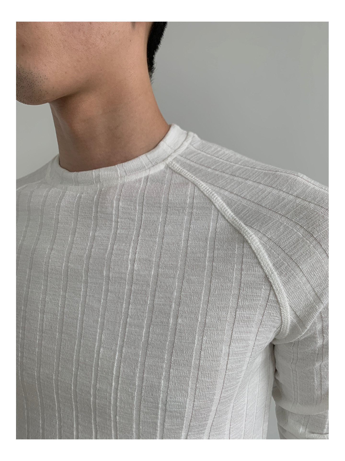 MION 280g Striped Ribbed Cropped Long-Sleeve Tee