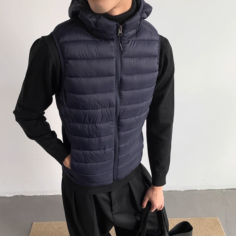 Mion Zero Pressure Autumn and Winter Hooded White Duck down Vest Loose Solid Color Vest Unisex Comfort Series
