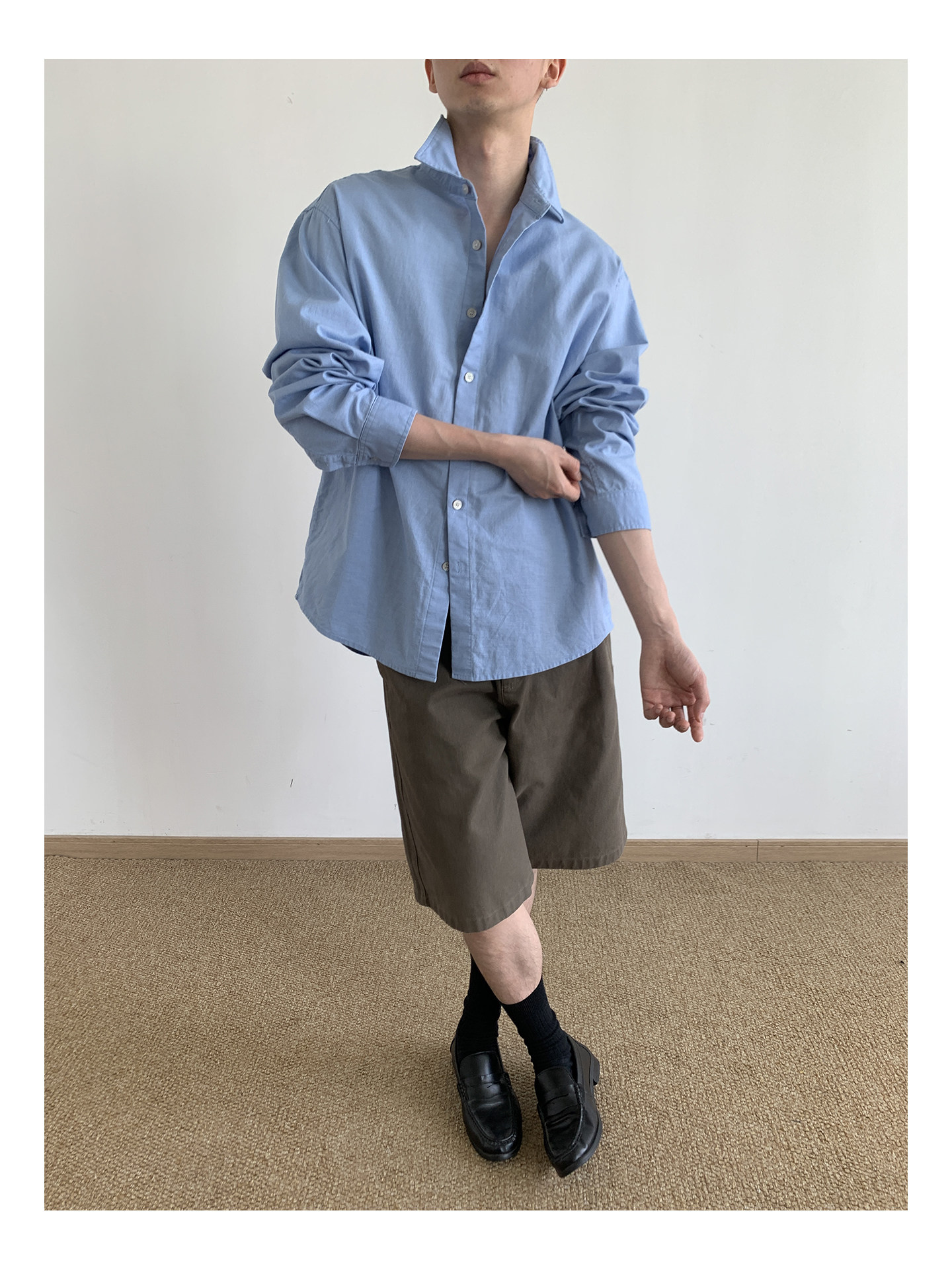 MION Blue Linen Loose Shirt
