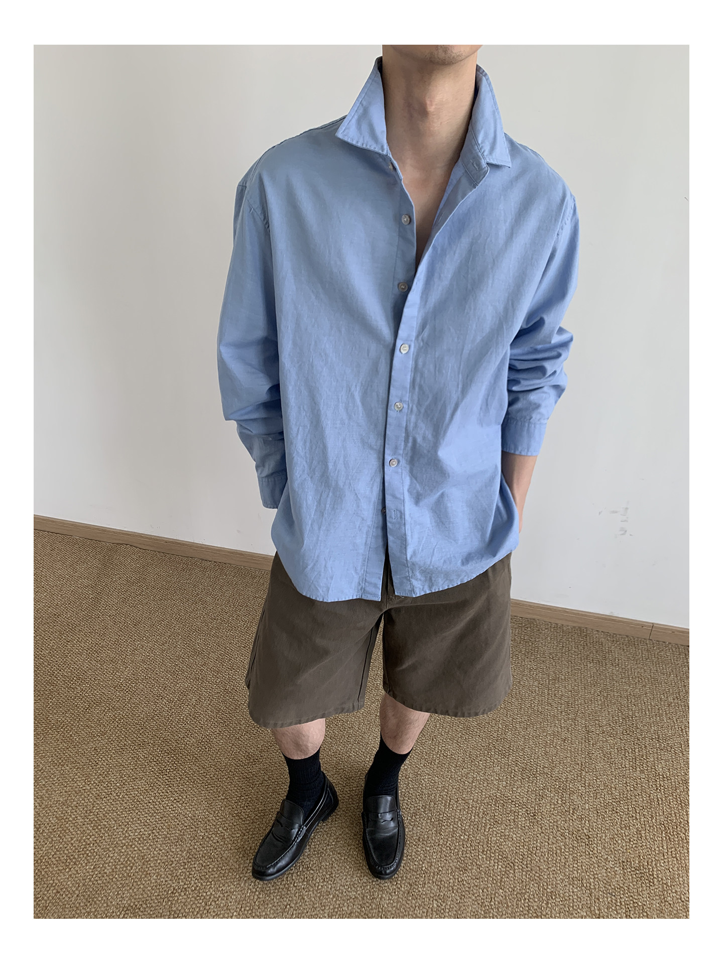 MION Blue Linen Loose Shirt