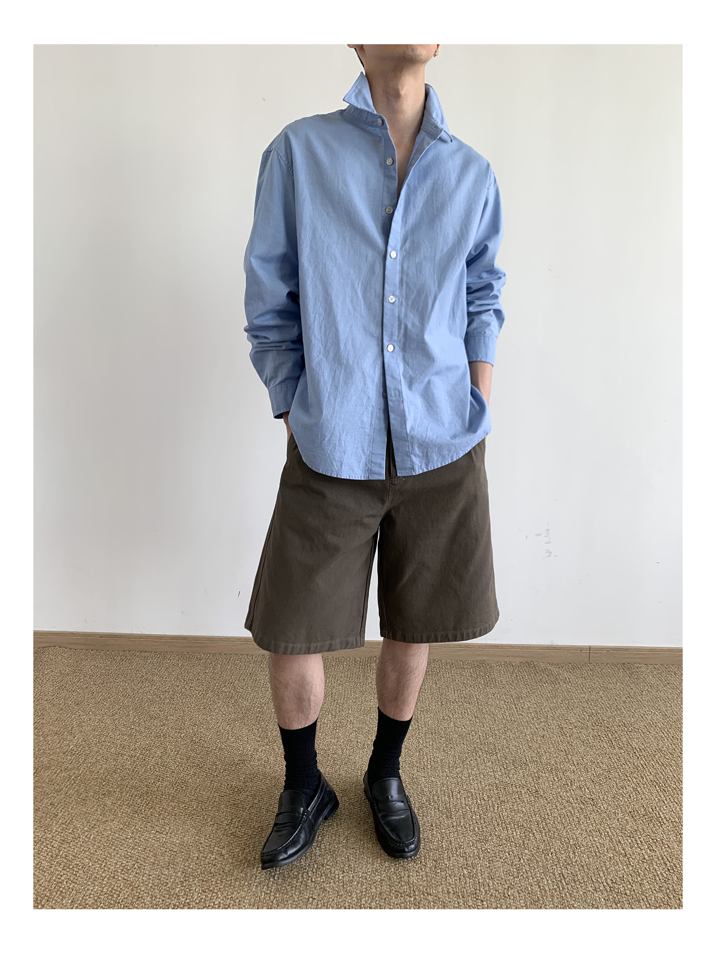 MION Blue Linen Loose Shirt