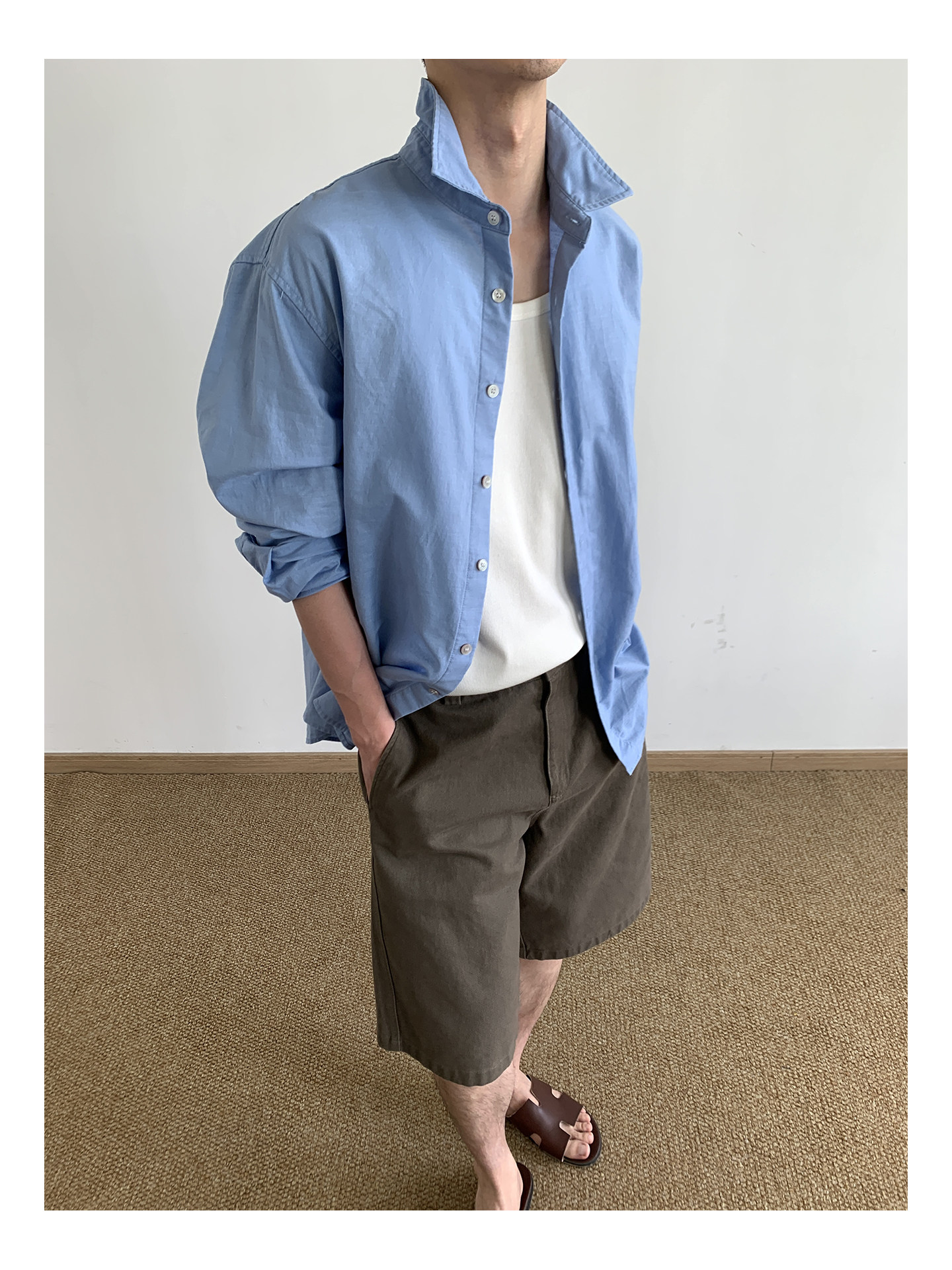 MION Blue Linen Loose Shirt