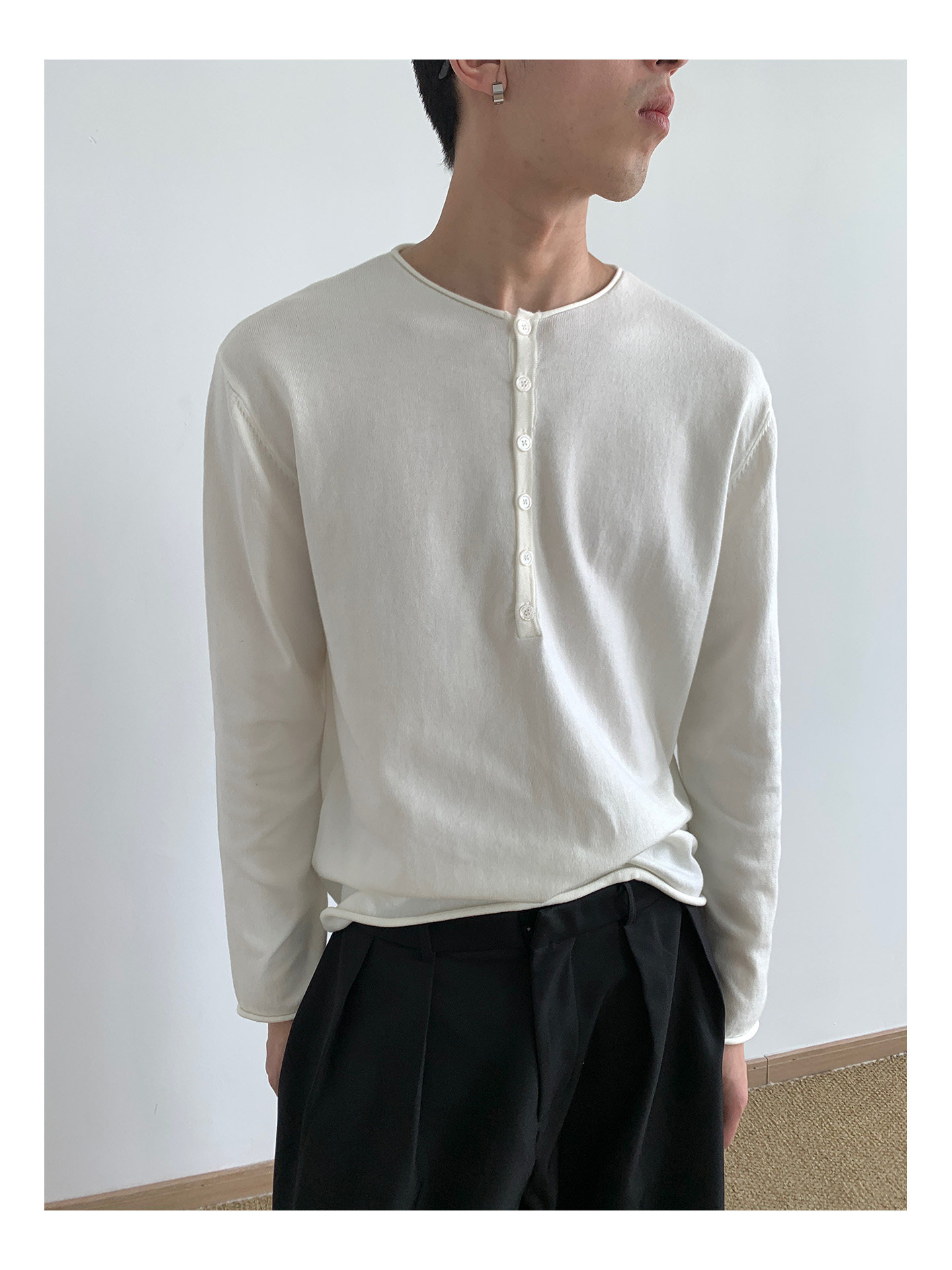 MION Henley Knit Sweater