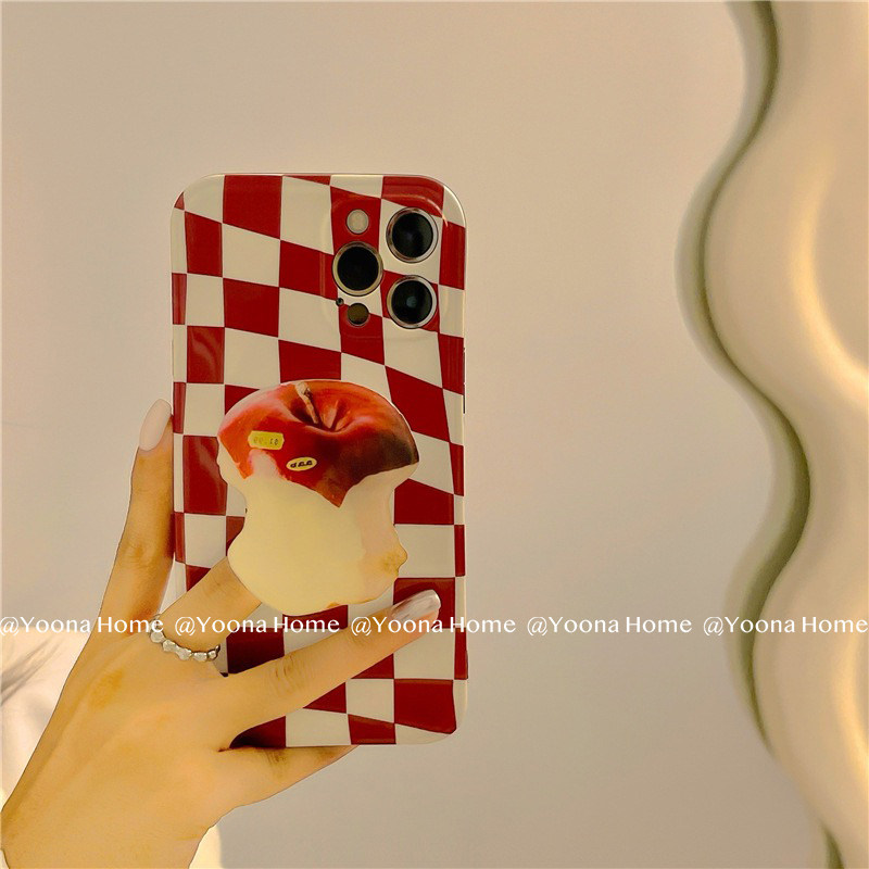 Yoona Home retro dark red chess lattice Apple applies iphone12pro max Apple 11 phone protection shell