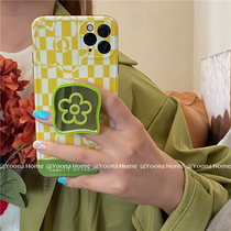 Yoona Home checkerboard Plaid flower mirror bracket for 11 12Pro Max Apple X XS phone case