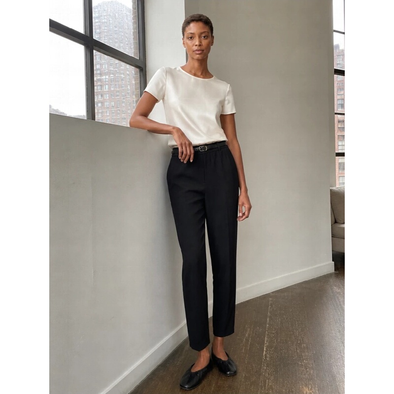 Farewell Show Homecoming Series Ankle-Length Loose Straight Tapered Casual Trousers with Elastic Waist for Women Summer