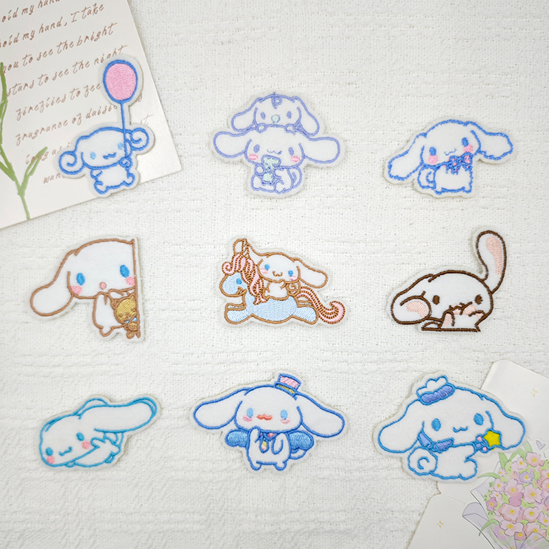 Cute Sanrio Embroidered Patch Plush Cinnamoroll Self-Adhesive Patch for Clothes, Bags, Shoes Repair and Decoration