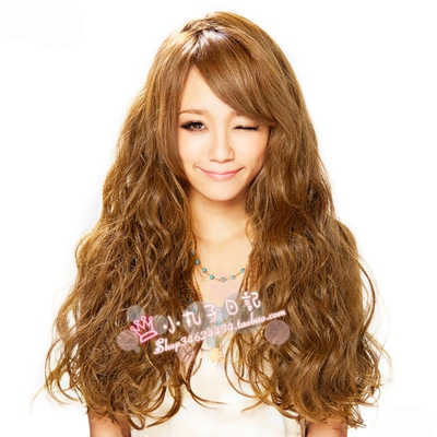 Prisila Wig Wig Женские волосы длинные вьющиеся волосы галлон -маленький дьявол Ageha Half -Fake, наполовину наполовину наполовину набор подсветов