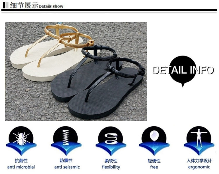 Ngoài trời phẳng với dép giản dị dép đáy phẳng pin giày flip flops sinh viên thời trang bãi biển kéo giày dép juno