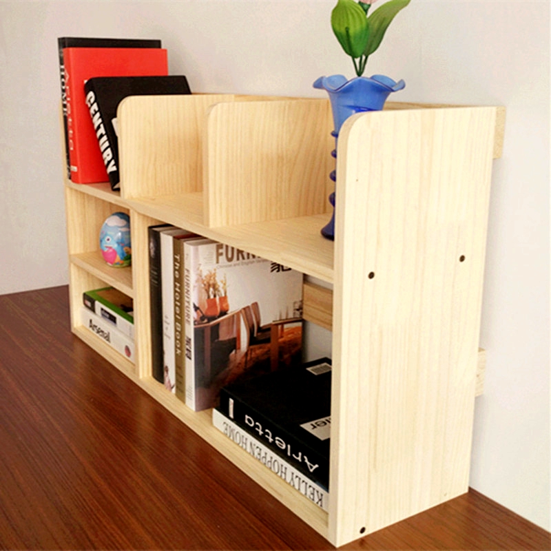 Kệ đơn giản để bàn tủ sách sinh viên văn phòng nhỏ trẻ em lưu trữ giá rắn gỗ bàn máy tính kệ sách nhỏ - Kệ kệ gỗ để đồ